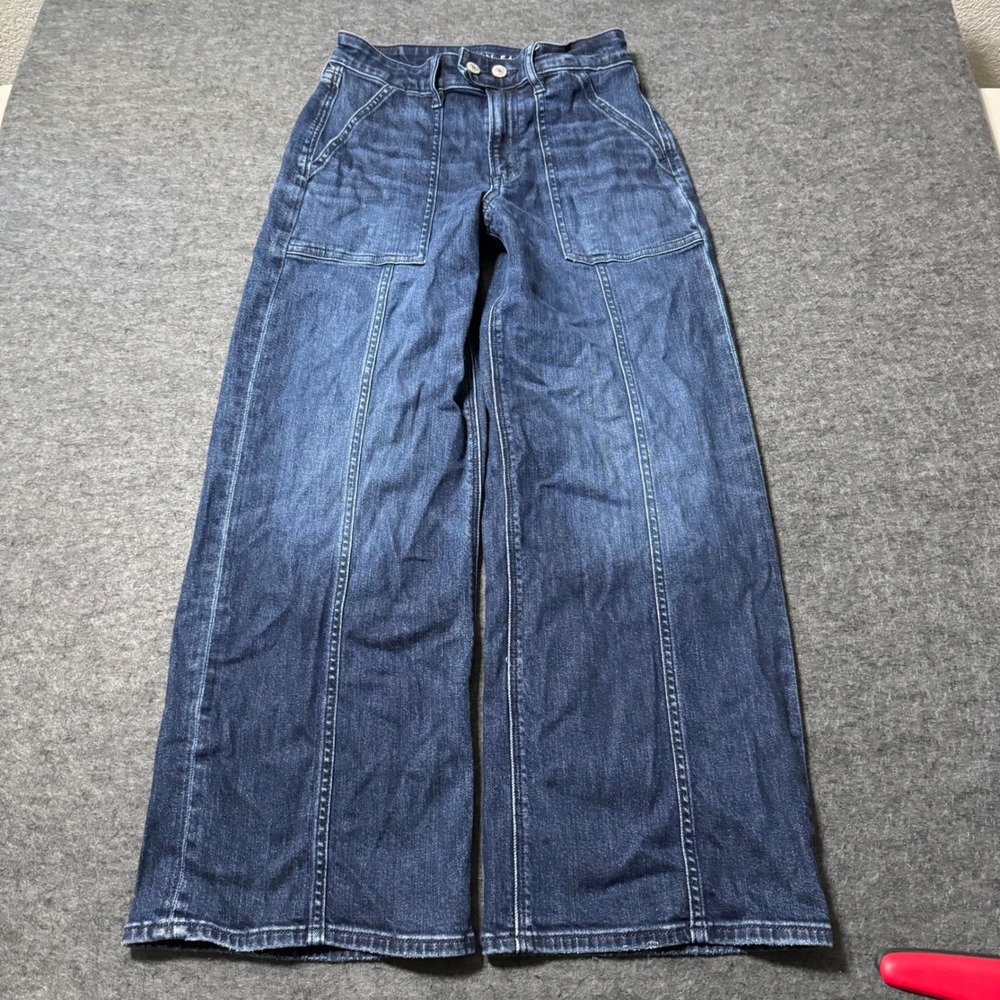 American Eagle Super High Rise Baggy Wide Leg Jeans Dark Wash 2 X-Short
